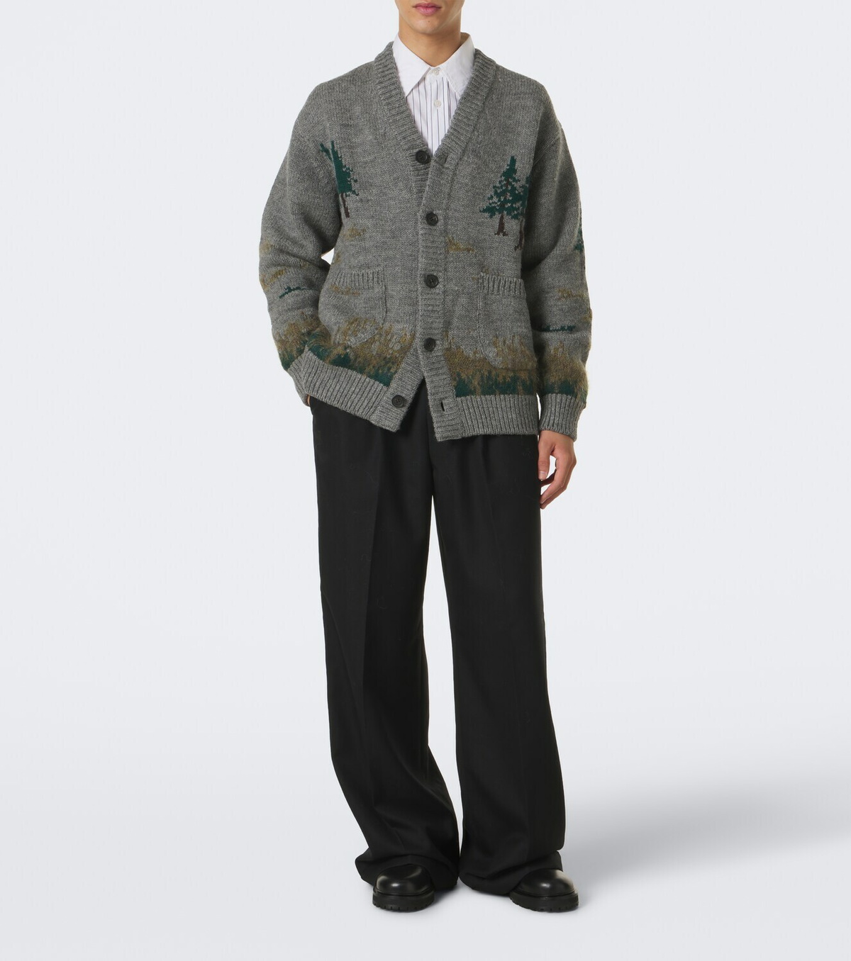 Junya Watanabe Intarsia wool and mohair-blend cardigan