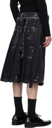 Jean Paul Gaultier Black 'The Flocked' Denim Skirt