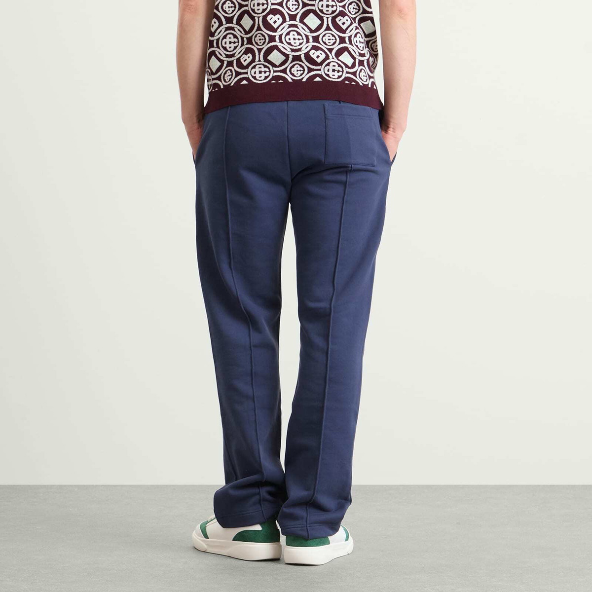 Casablanca Men's Navy Loopback Patch Open Hem Jogger in Dress Blue
