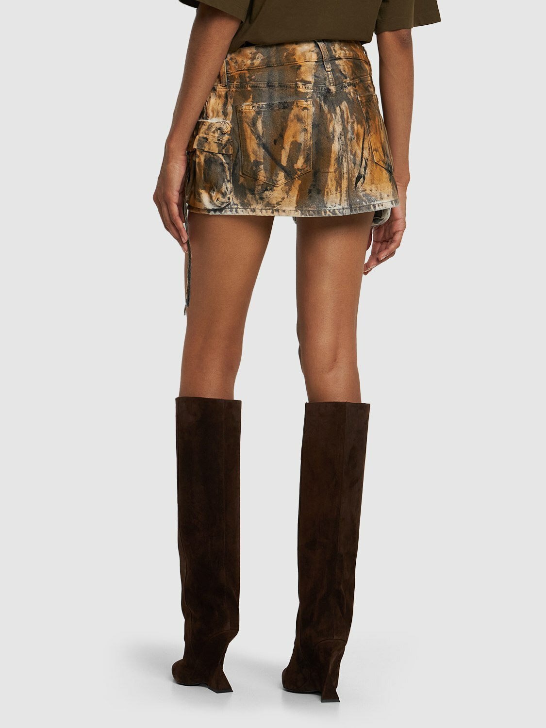 THE ATTICO - Fay Printed Denim Cargo Mini Skirt The Attico