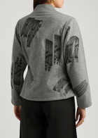Lovebirds Printed Wool Wrap Jacket Grey