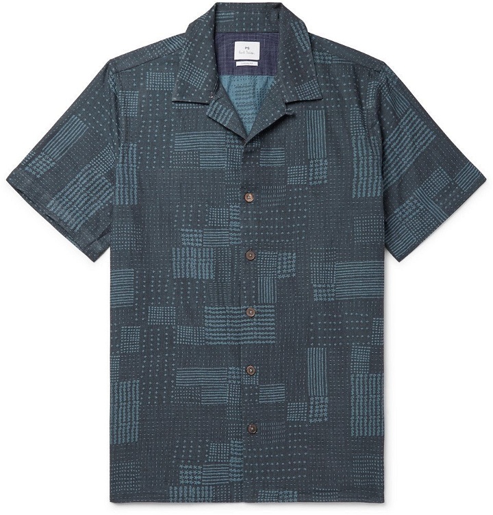 Photo: PS by Paul Smith - Camp-Collar Printed Cotton Shirt - Navy