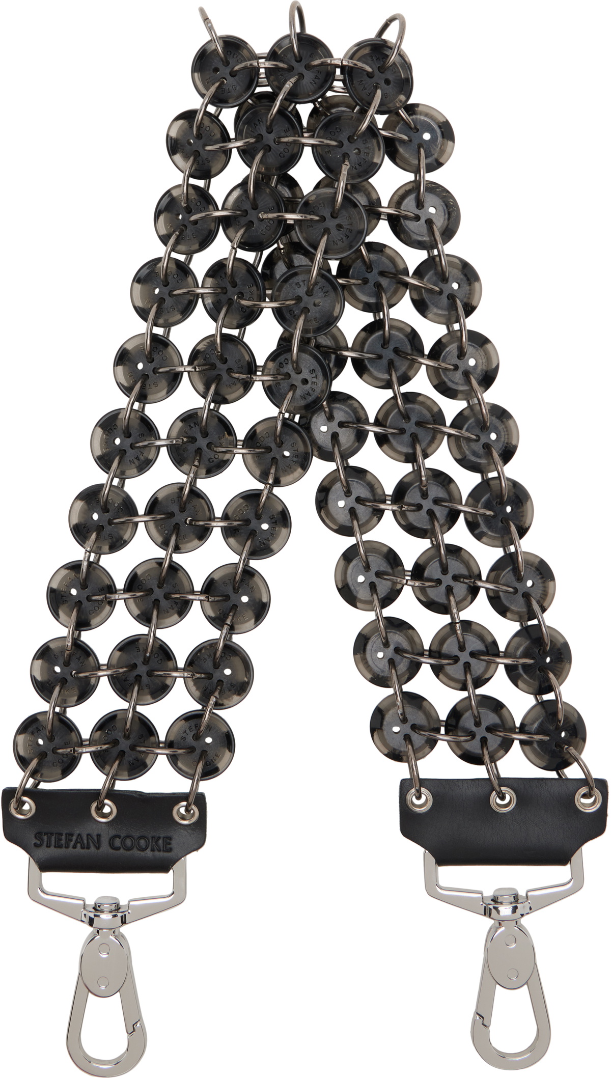 Stefan Cooke Black Short Button Bag Strap