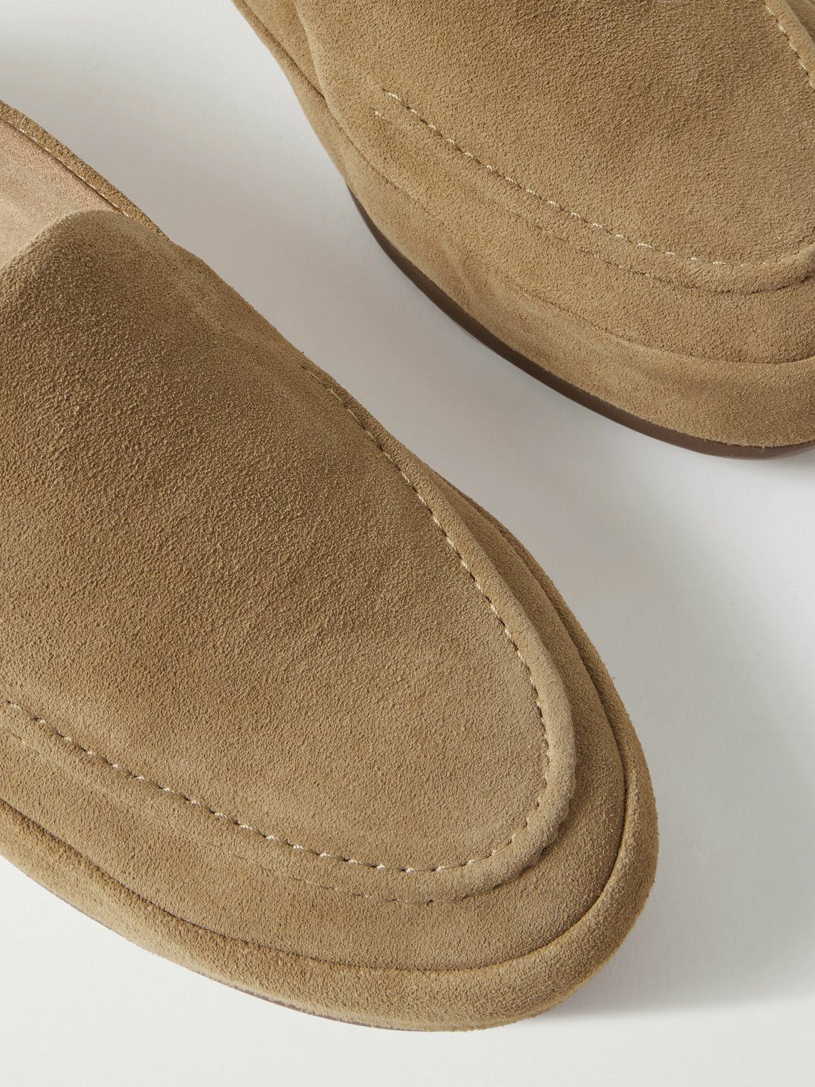 Mulo - Fleece-Lined Suede Loafers - Neutrals