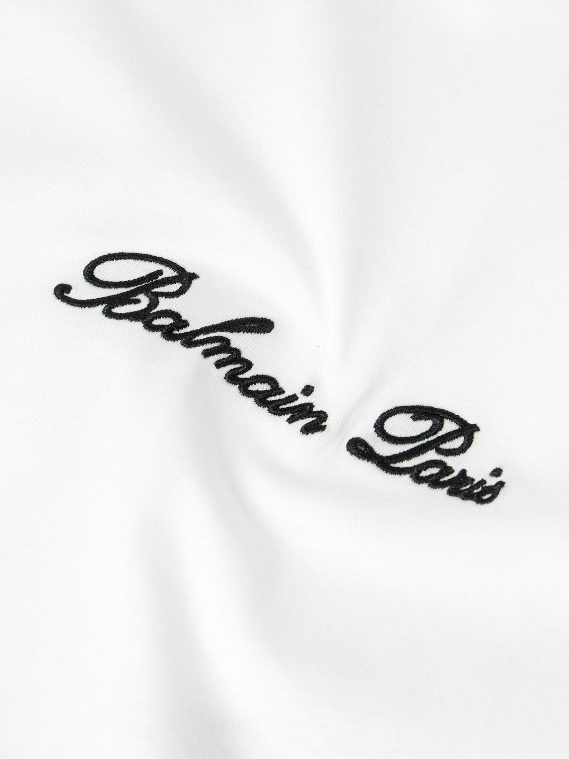 Balmain - Logo-Embroidered Cotton-Jersey T-Shirt - White Balmain