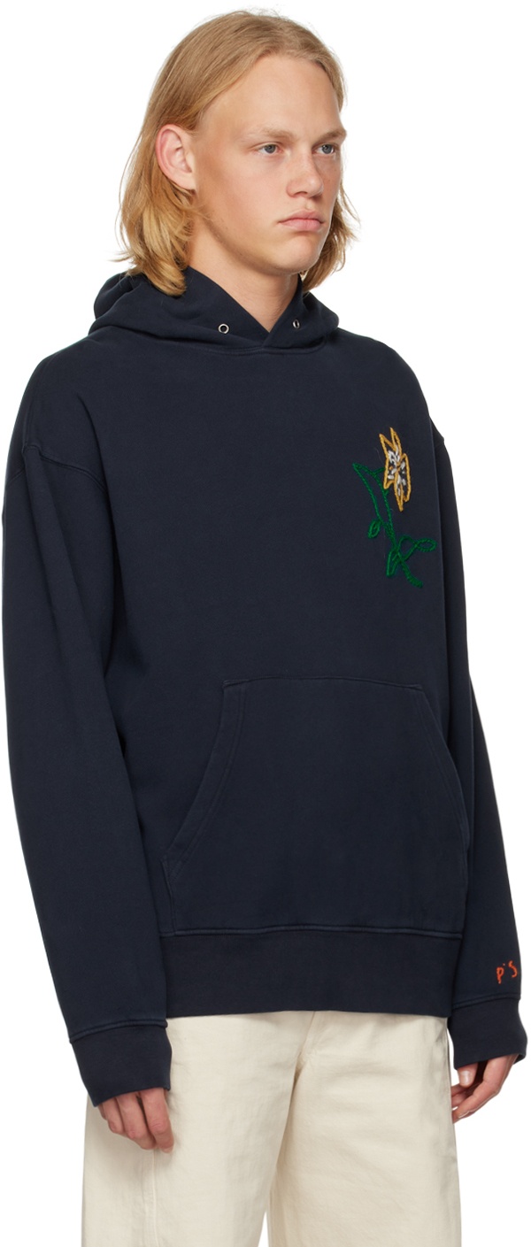 PRESIDENT's Navy Embroidered Flower Hoodie