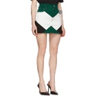 Kirin Green and White Denim Combo Moto Miniskirt
