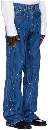 KUSIKOHC Blue Multi Rivet Jeans
