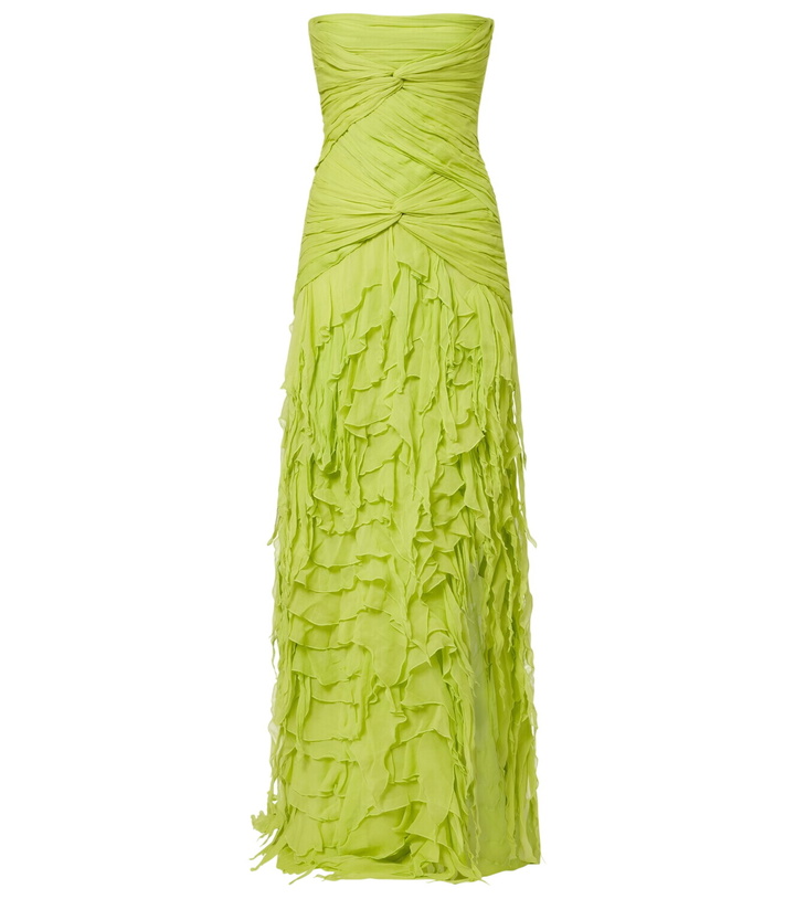 BLUMARINE Ruffled Silk Long Halter Dress W/rose Blumarine BLUMARINE Ruffled Silk Long Halter Dress W/rose Blumarine