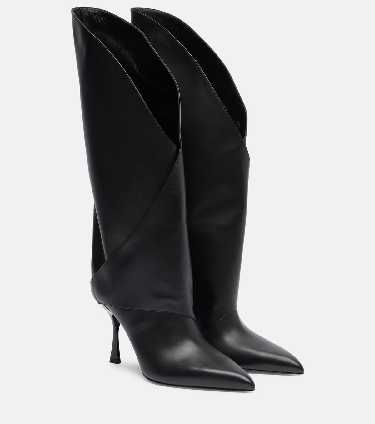 Balmain Twist 95 leather knee-high boots