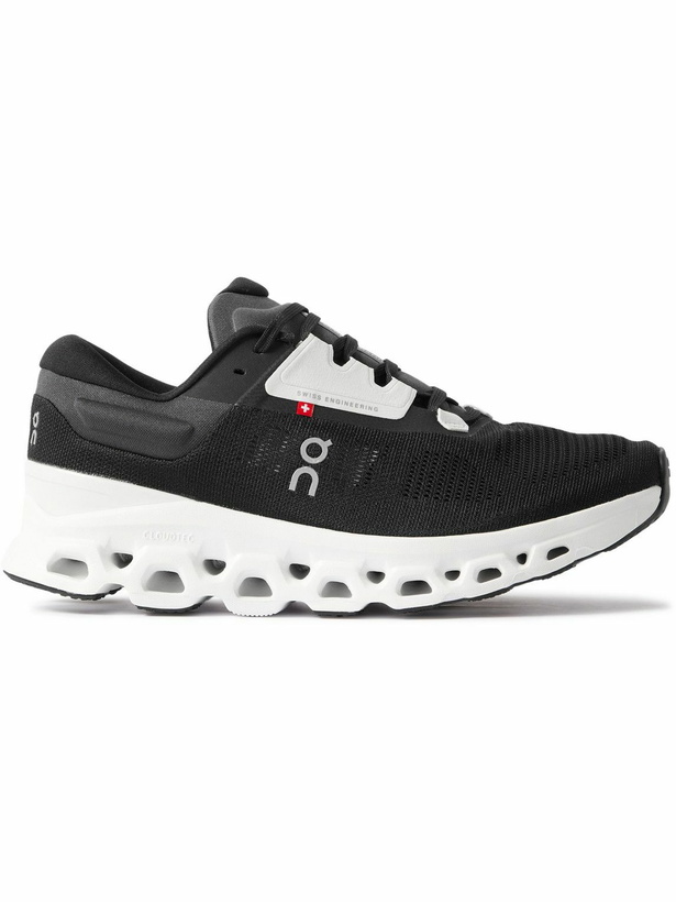 Photo: ON - Cloudstratus 3 Rubber-Trimmed Mesh Running Sneakers - Black