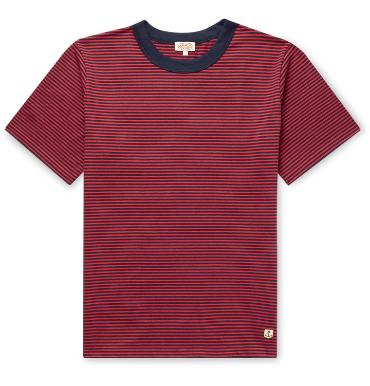 Photo: Armor Lux - Striped Cotton-Jersey T-Shirt - Red