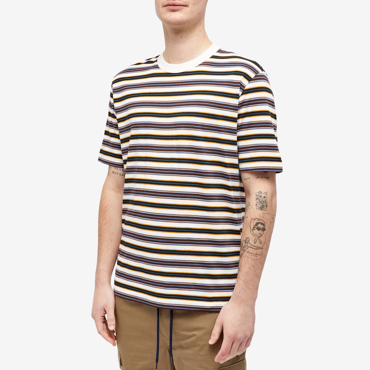 Tシャツ・カットソー Paul Smith MENS REGULAR FIT STRIPE T-SHIRT DREAM Paul Smith Men's Stripe T-Shirt in White Paul Smith