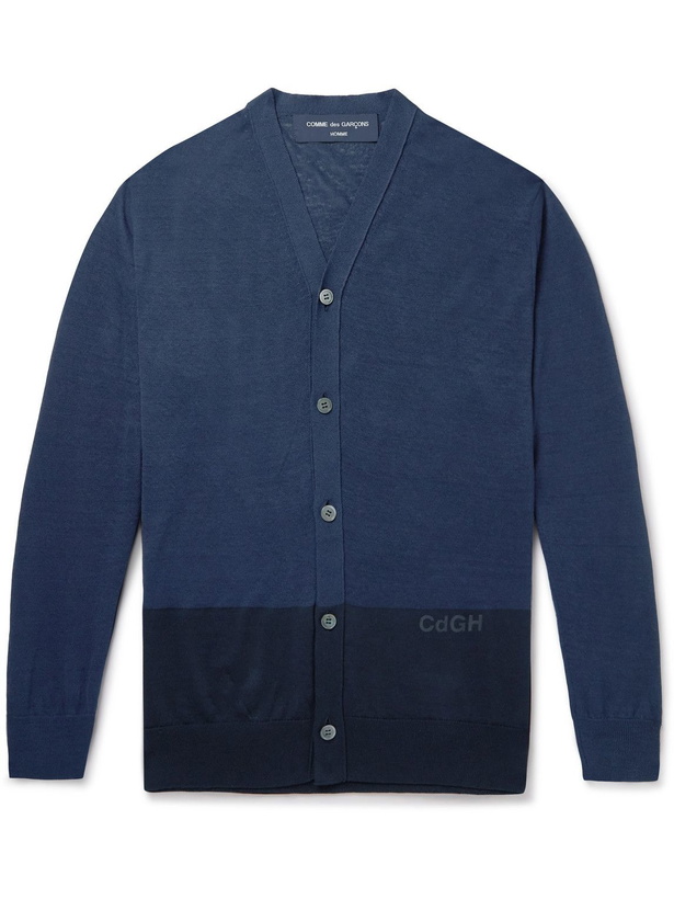 Photo: Comme des Garçons HOMME - Colour-Block Hemp and Cotton-Blend Cardigan - Blue