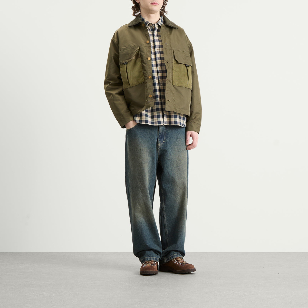 Polar Skate Co. Men's Mitchell Check Shirt in Teal/Butter