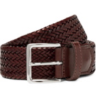 Mr P. - 3.5cm Brown Alonso Woven Leather Belt - Brown