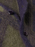 Needles - Jacquard-Knit Brushed Mohair-Blend Cardigan - Purple