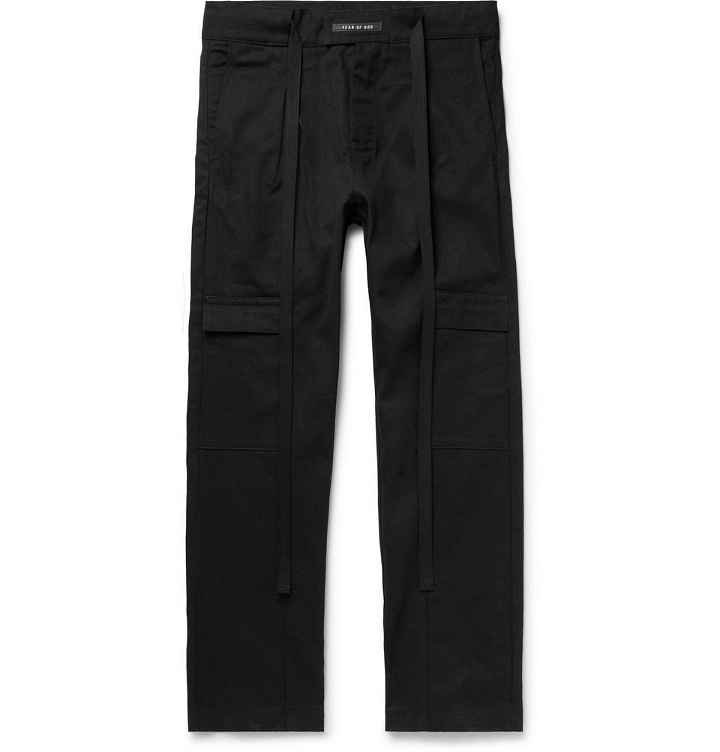 Photo: Fear of God - Belted Pleated Cotton-Twill Cargo Trousers - Black