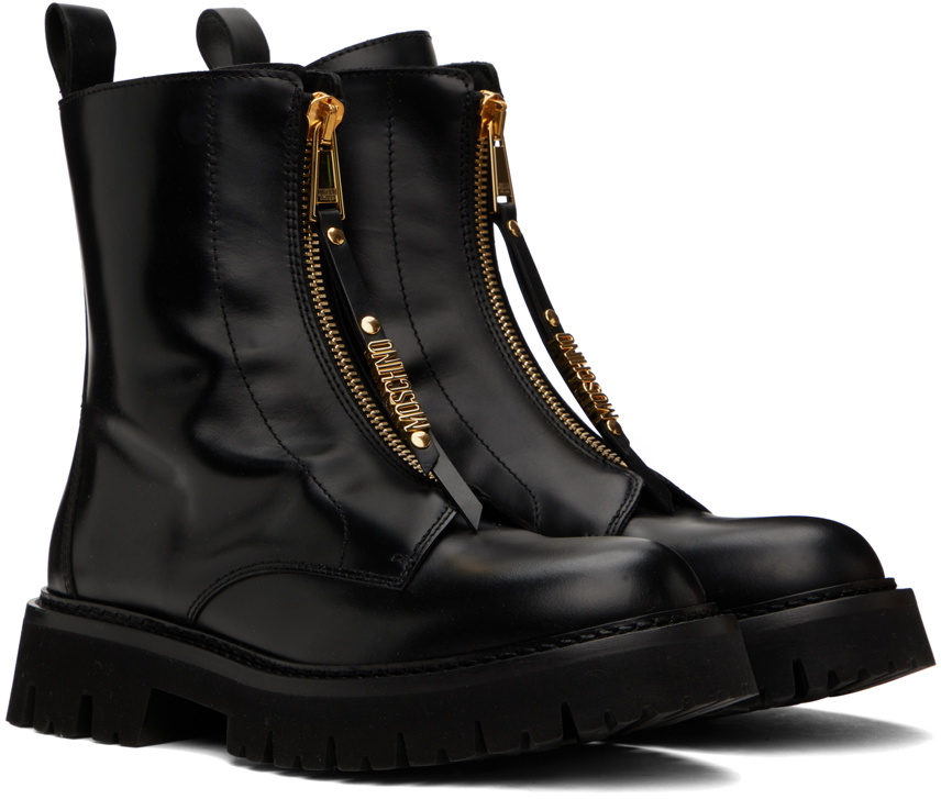 【美品】MOSCHINO 厚底ブーツ 黒 Calf and nylon ankle boots Love Moschino | Moschino