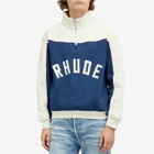 Rhude Men's Cotrast Quarter Zip Logo Jacket in Navy/Cream