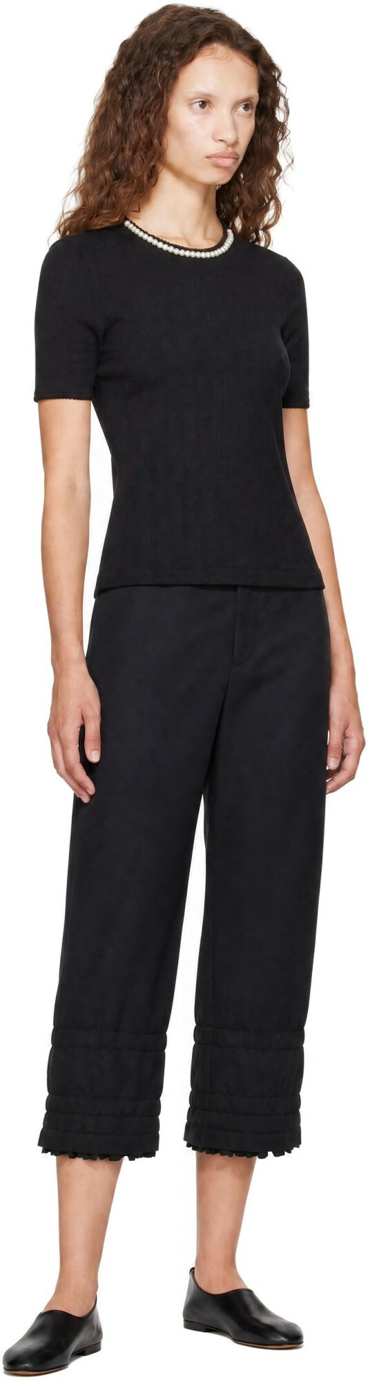 Comme des Garçons Comme des Garçons Black Twill Ruffled Trousers