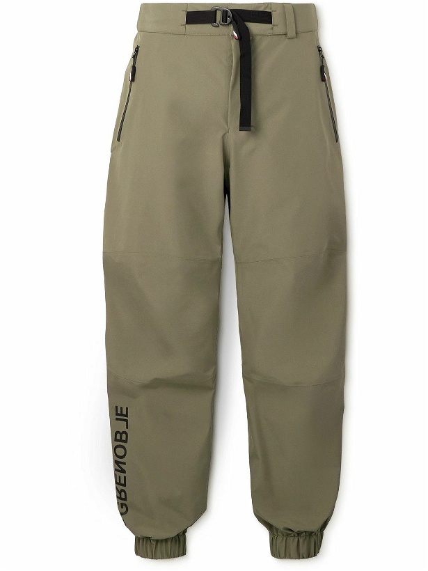 Photo: Moncler Grenoble - Tapered Belted Logo-Print Shell Trousers - Green