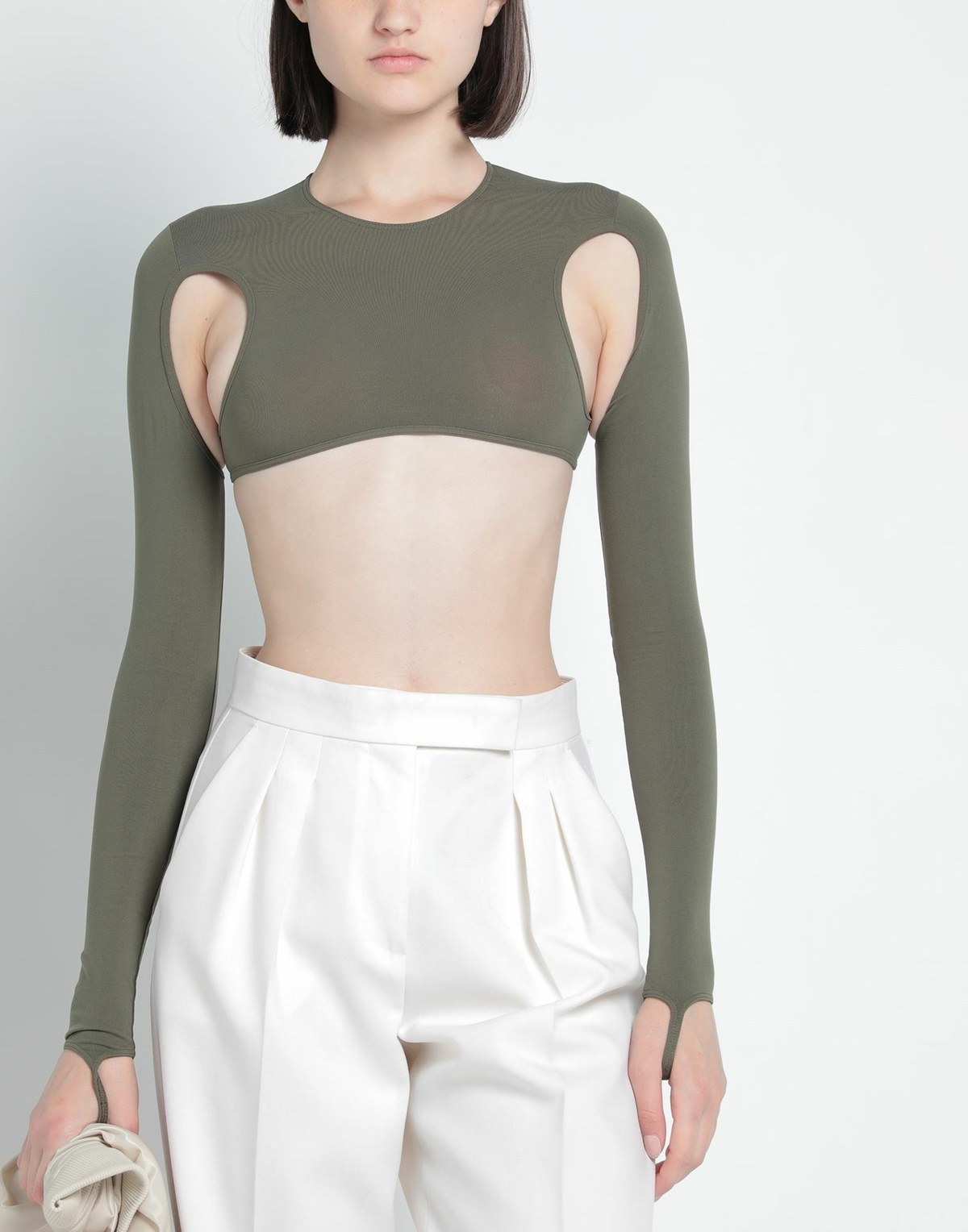 Andreādamo Womens Shrug Military in Green