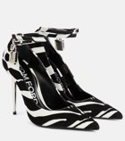 Tom Ford Padlock zebra-print velvet pumps