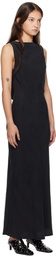 St. Agni Black Draped Cowl Midi Dress