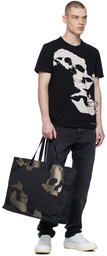 Alexander McQueen Black Camo Skull East West Tote