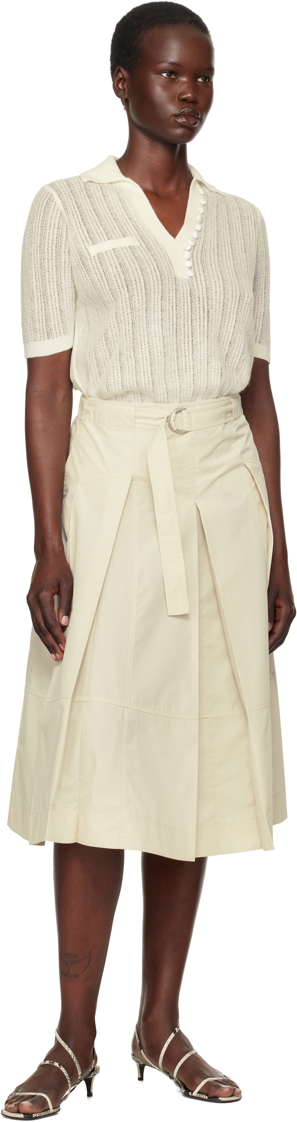 3.1 Phillip Lim Off-White Utility Poplin Midi Skirt