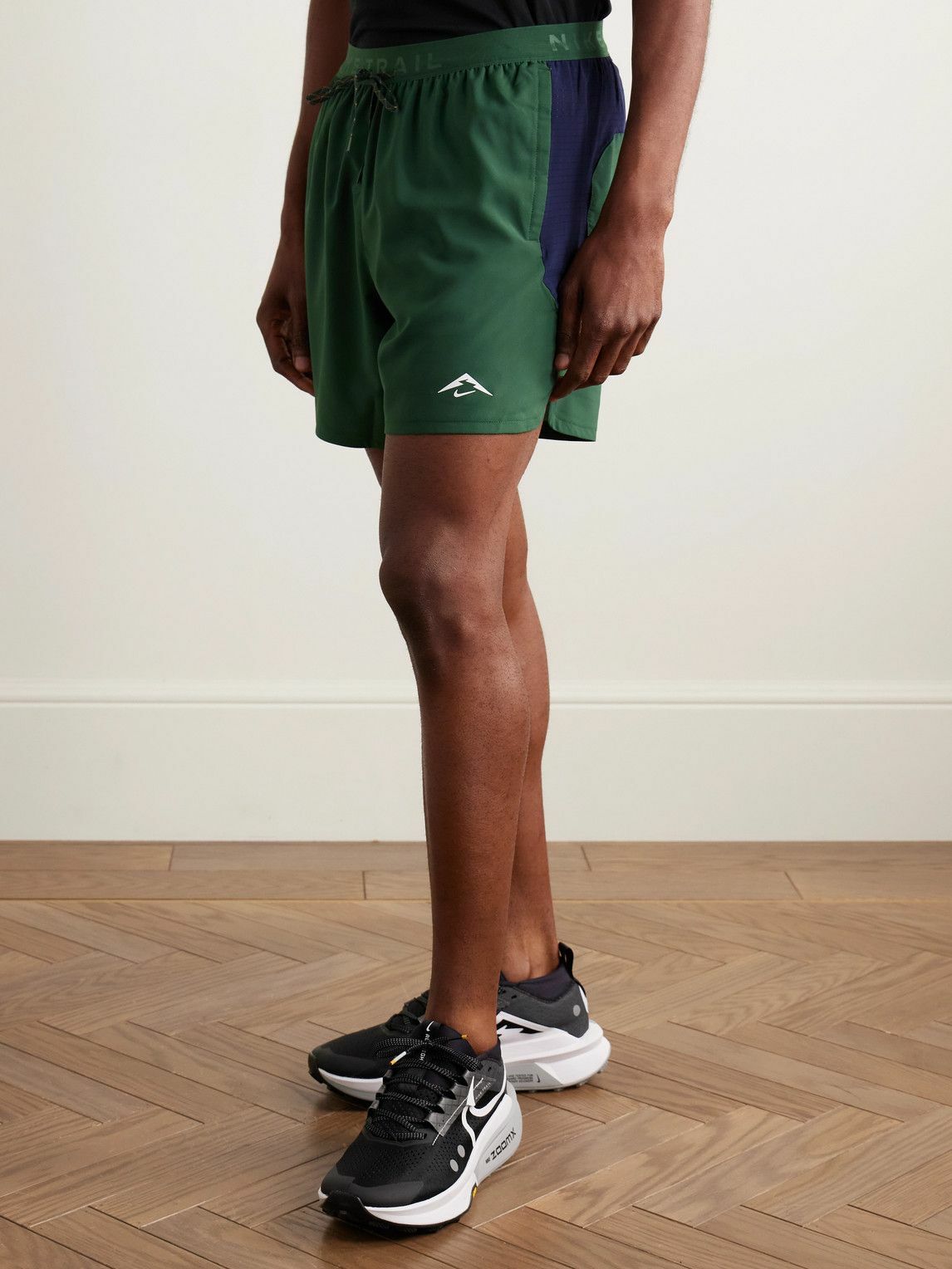 NIKE RUNNING - Trail Straight-Leg Ripstop-Trimmed Dri-FIT Drawstring Shorts - Green