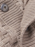S.N.S Herning - Stark Shawl-Collar Cable-Knit Virgin Wool Cardigan - Neutrals