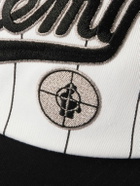 SAINT Mxxxxxx - Public Enemy Logo-Appliquéd Striped Cotton-Twill Baseball Cap