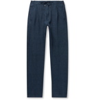 Lardini - Miami Slim-Fit Pleated Mélange Linen Drawstring Trousers - Blue