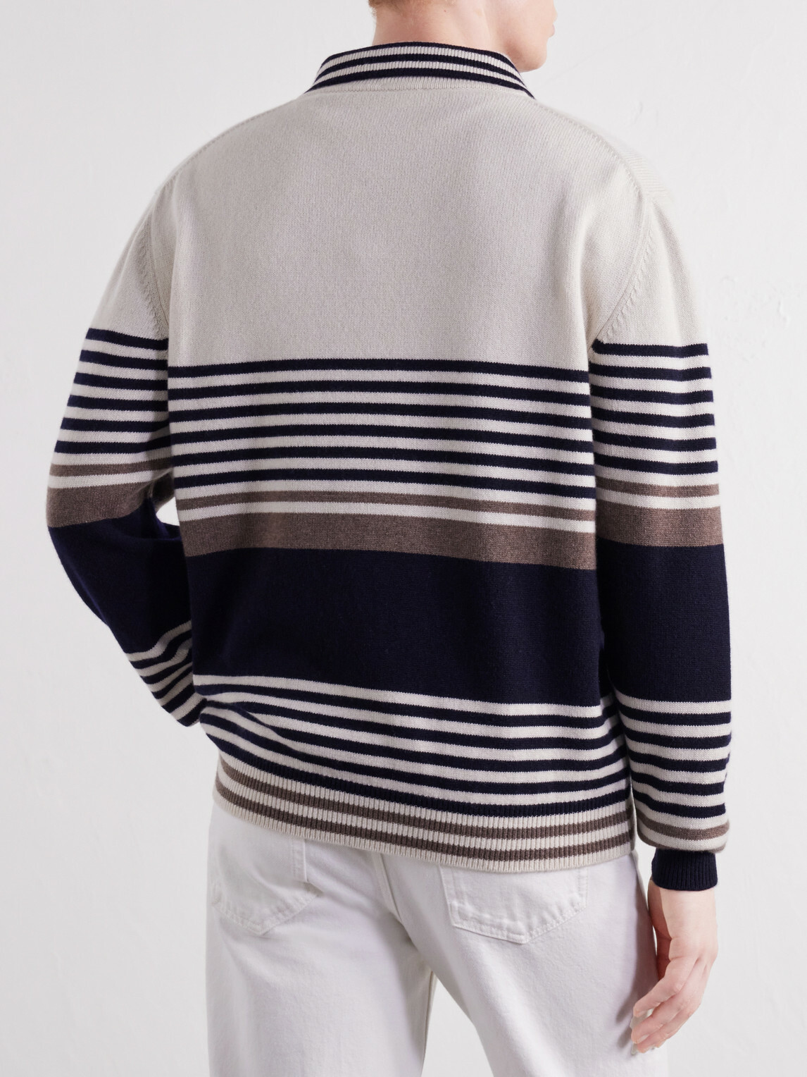 Paul Smith - Striped Cashmere Polo Shirt - Neutrals
