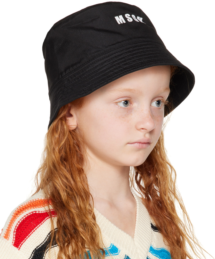 MSGM Kids Kids Black Logo Bucket Hat