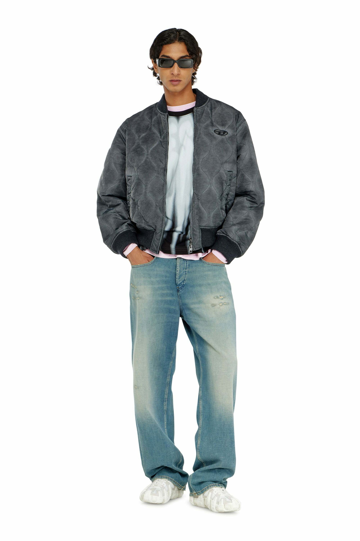 Diesel Cotton T-shirt with bold logo print - T-Shirts - Man -