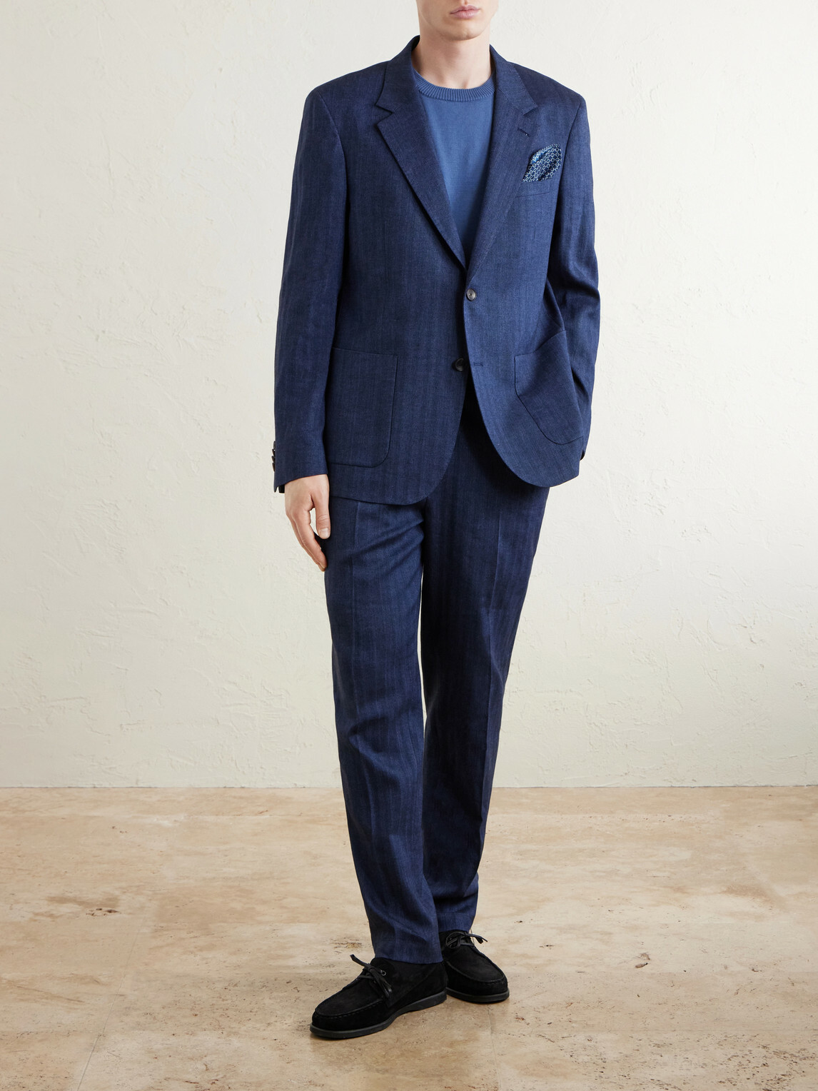 Mr P. - Herringbone Linen-Blend Suit Jacket - Blue