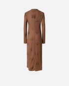 Pinko Long High Neck Dress With Rhinestone Swirls Brown Pine Cone