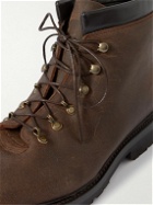 George Cleverley - Ernest Shearling-Lined Waxed Roughout Suede Hiking Boots - Brown