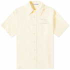 Acne Studios Men's Sambler Embroidered Short Sleeve Stripe Shirt in Yellow/White