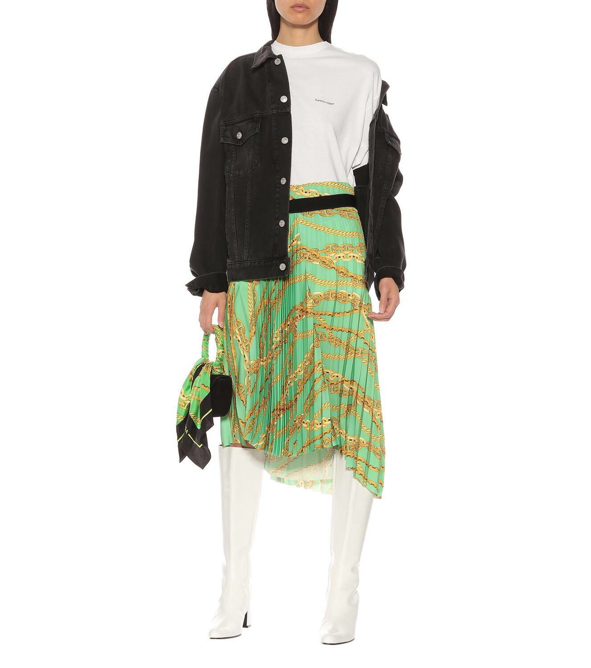 Balenciaga Printed asymmetric pleated skirt