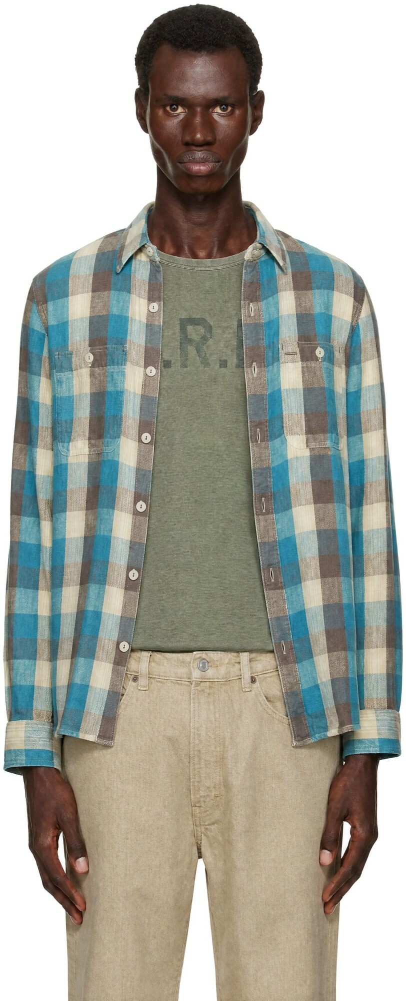 RRL Blue & White Check Shirt