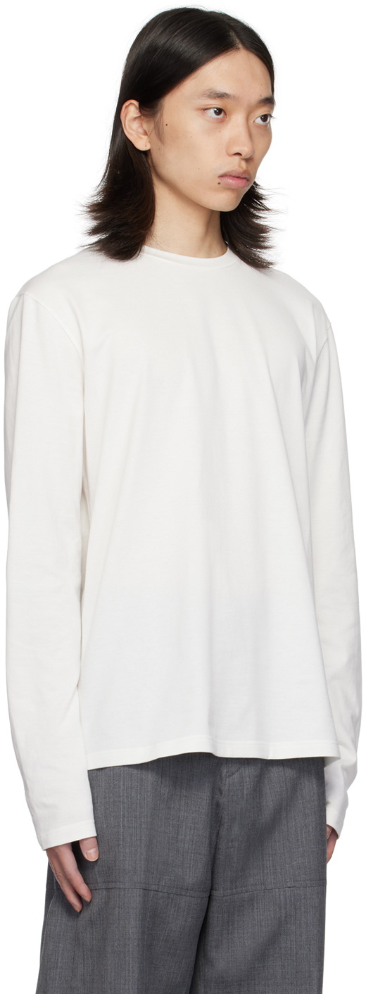 Jil Sander White Crewneck Long Sleeve T-Shirt Jil Sander