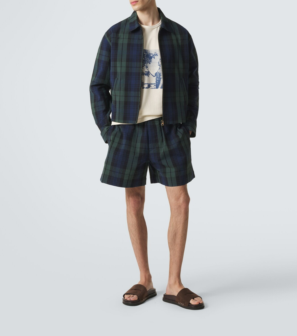 JW Anderson Checked cotton seersucker shorts