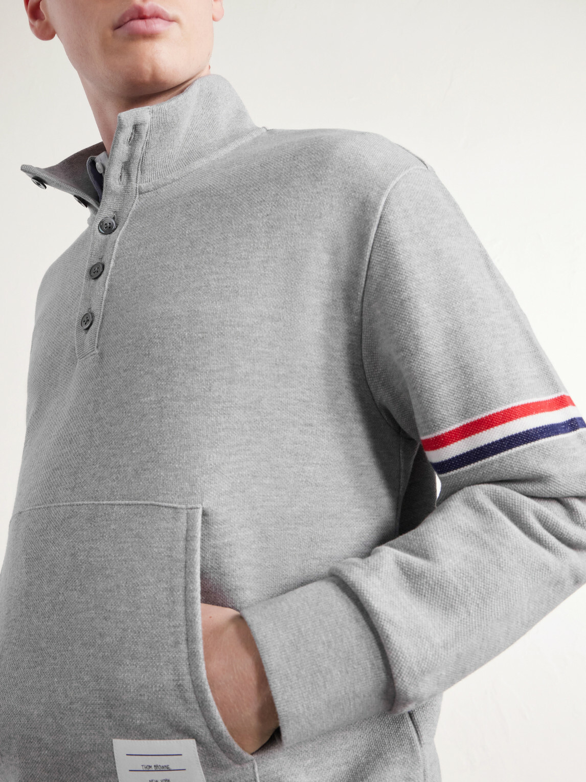 Thom Browne - Cotton-Piqué Sweatshirt - Gray