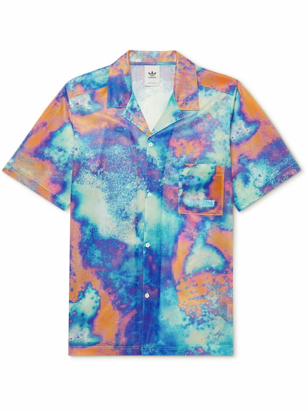 Photo: adidas Originals - Camp-Collar Tie-Dyed Recycled Mesh Shirt - Blue