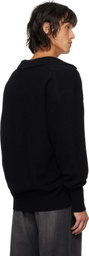 stein Black Extra Fine Wool Knit Skipper Polo