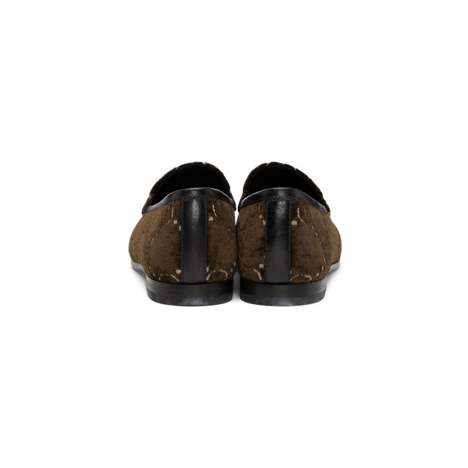Gucci Brown Velvet GG New Jordaan Loafers